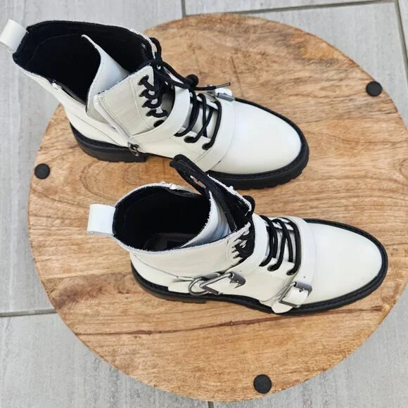 Dolce Vita (NWOB) Ronson combat boots cream and black size 6.5 women NWOT - Picture 11 of 12